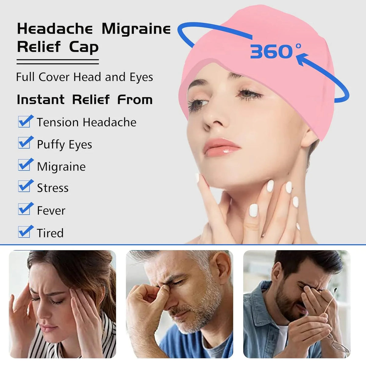 Cooling Headache & Migraine Relief Cap – Hot & Cold Therapy