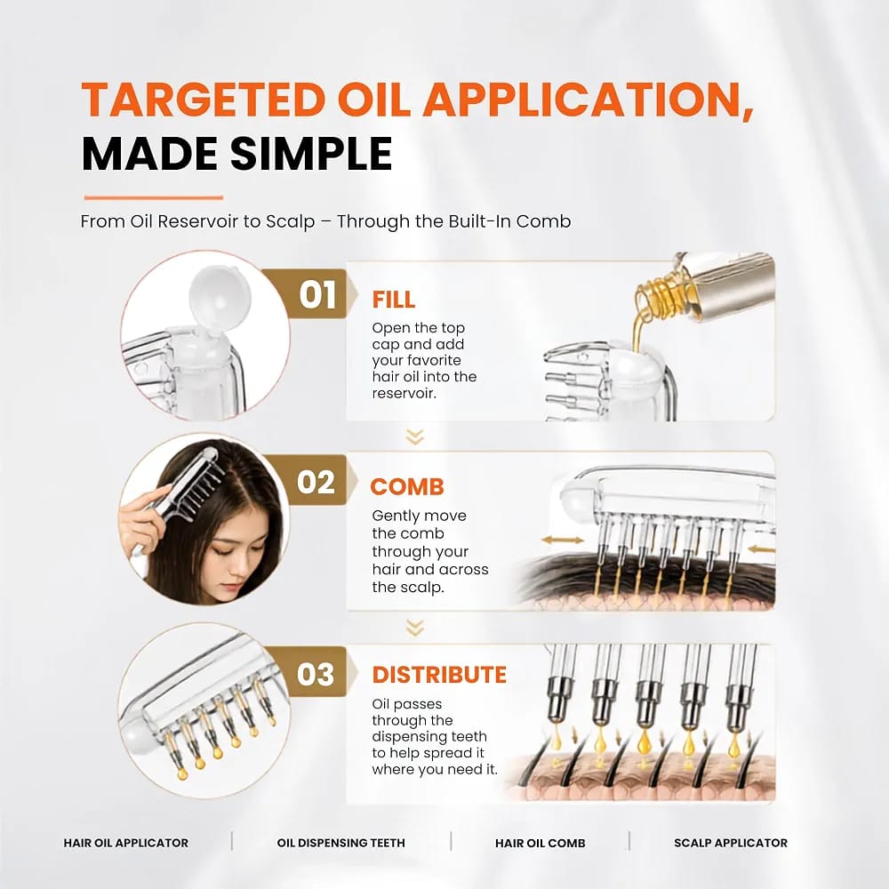 2-in-1 Hair Oil Dispenser Comb | Scalp Oil Applicator