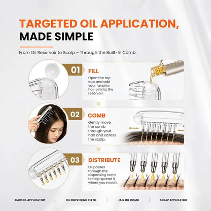 2-in-1 Hair Oil Dispenser Comb | Scalp Oil Applicator